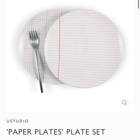 NEW - USTUDIO DESIGN - 'Paper' design porcelain large plates (2) - Picture 3 of 11